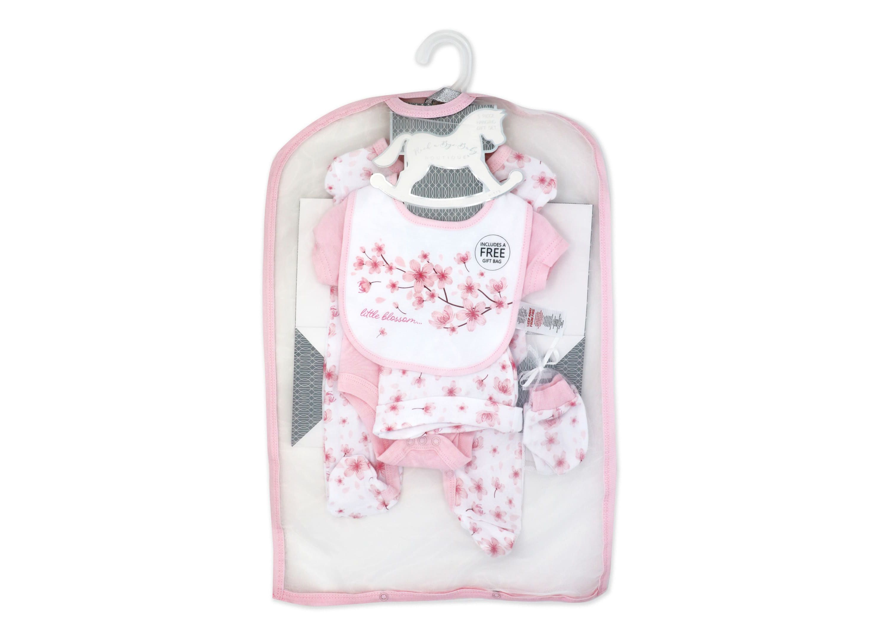 Baby Girls Cherry Blossoms Layette, 5 Piece Set
