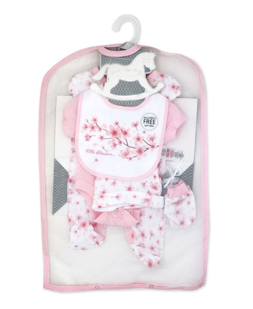 Baby Girls Cherry Blossoms Layette, 5 Piece Set