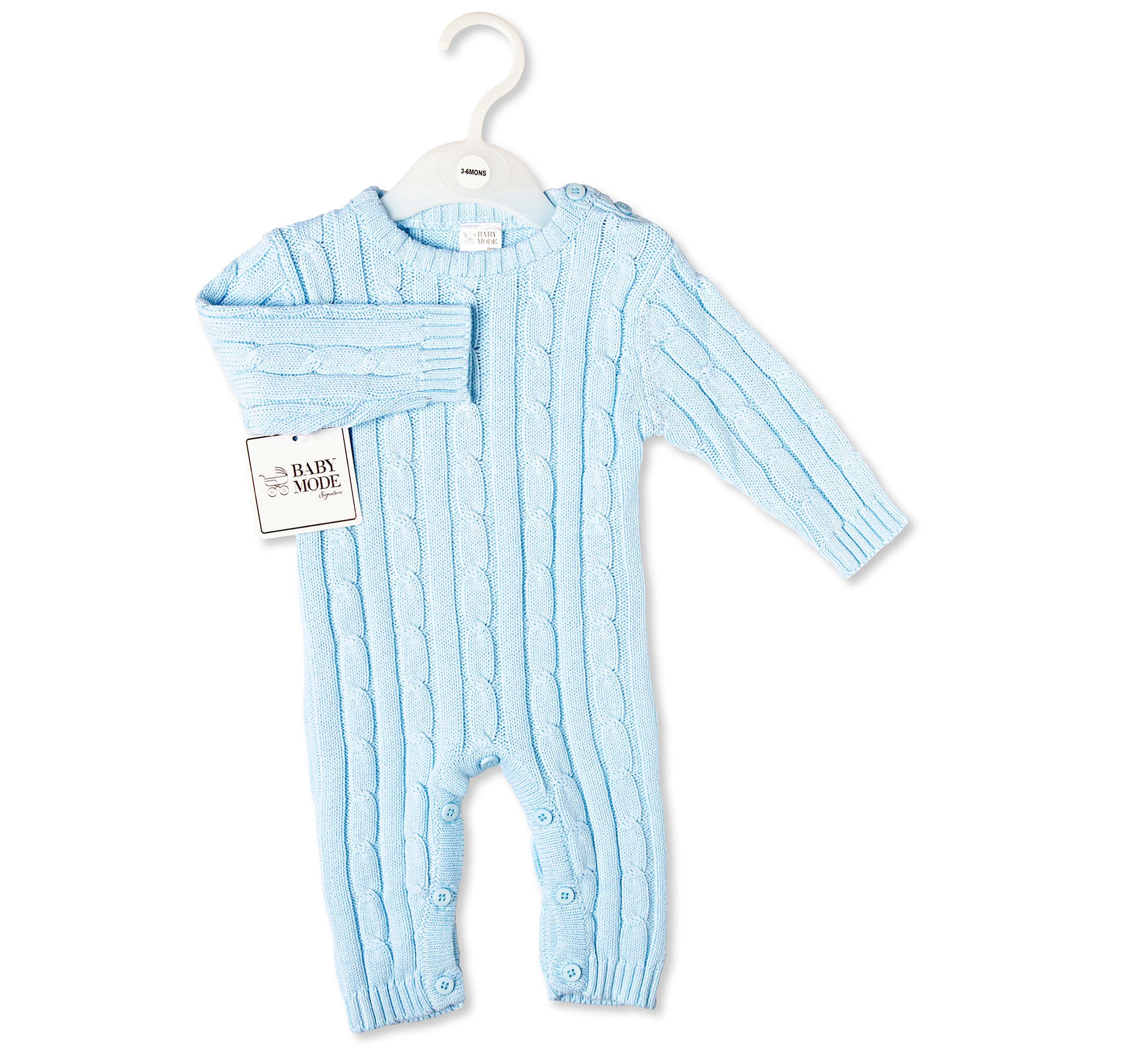 Baby Boys Long Sleeved Cable Knit Romper