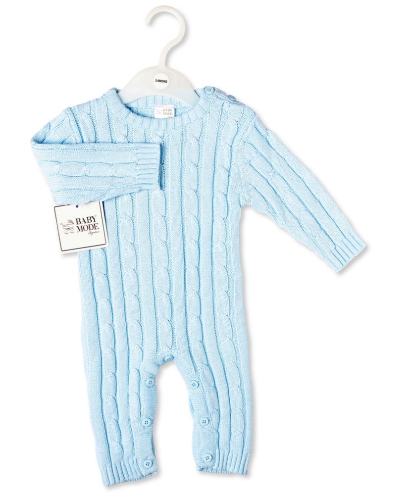 Baby Boys Long Sleeved Cable Knit Romper