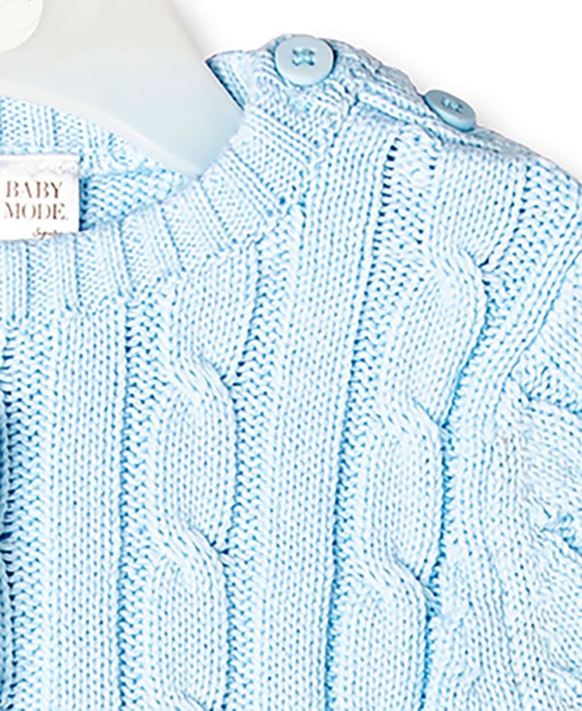 Baby Boys Long Sleeved Cable Knit Romper