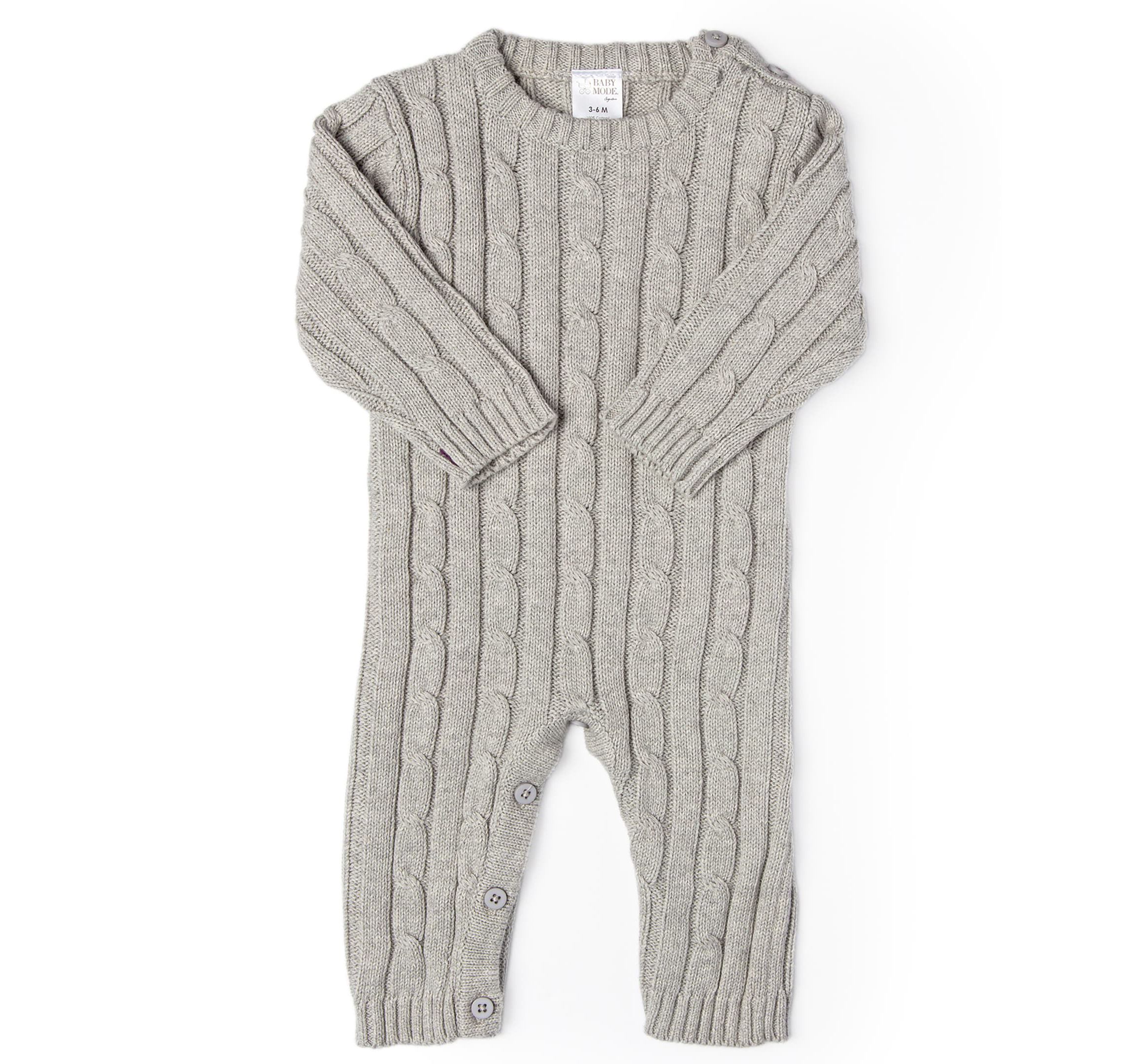 Baby Boys and Baby Girls Long Sleeved Cable Knit Romper