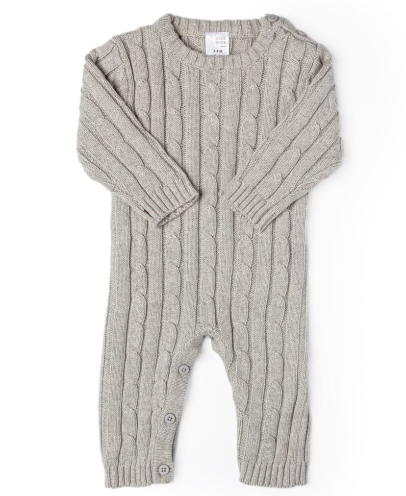 Baby Boys and Baby Girls Long Sleeved Cable Knit Romper