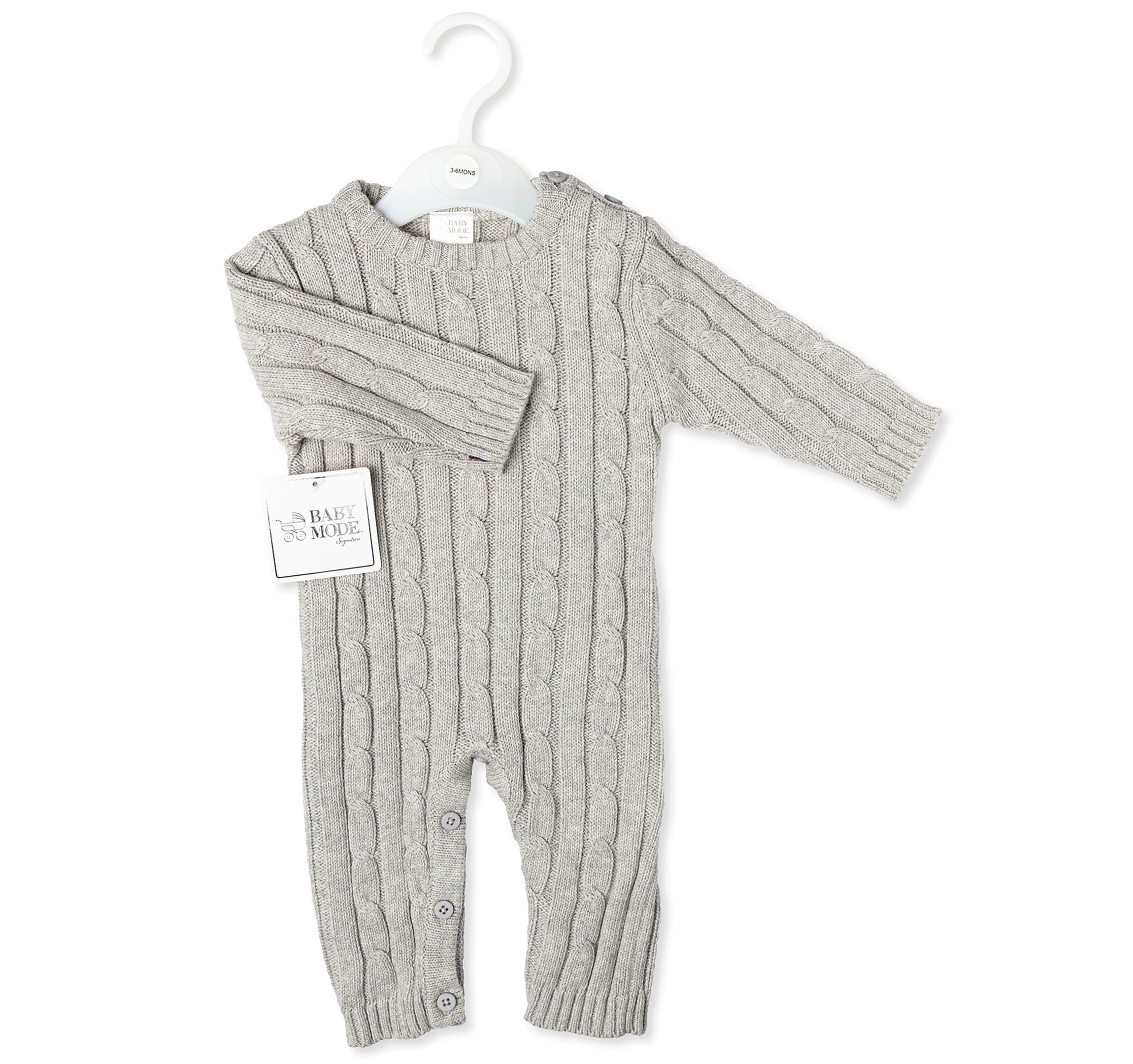 Baby Boys and Baby Girls Long Sleeved Cable Knit Romper