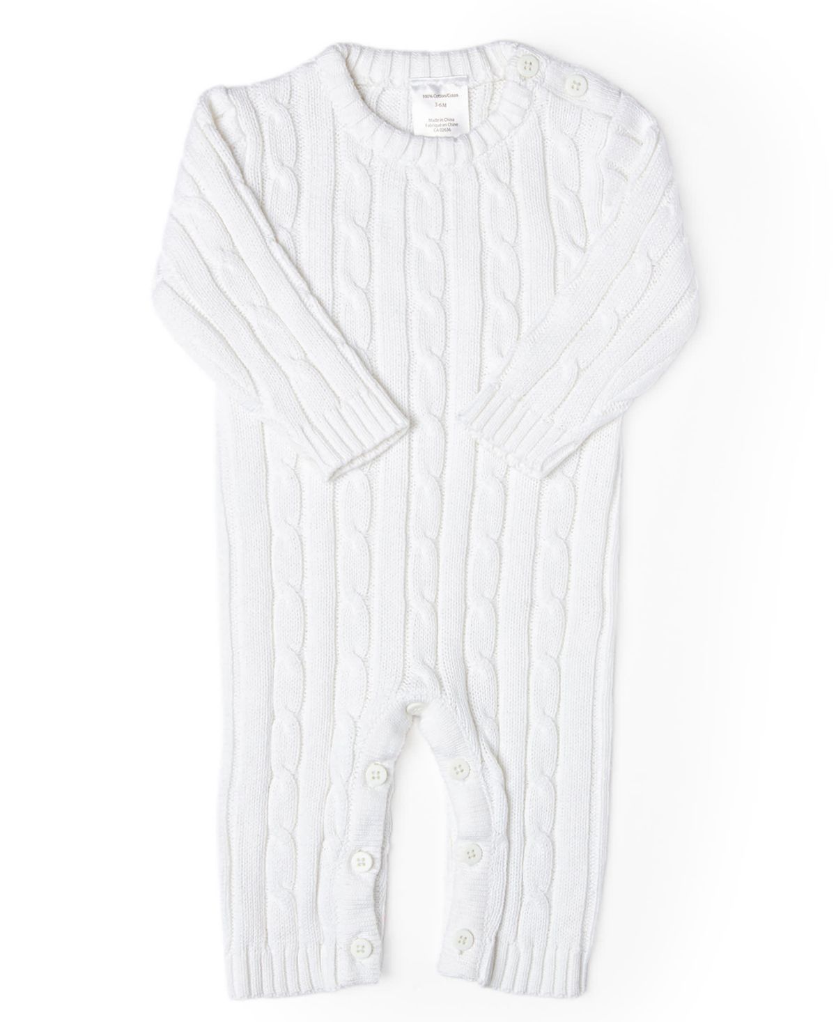 Baby Boys and Baby Girls Long Sleeved Cable Knit Romper