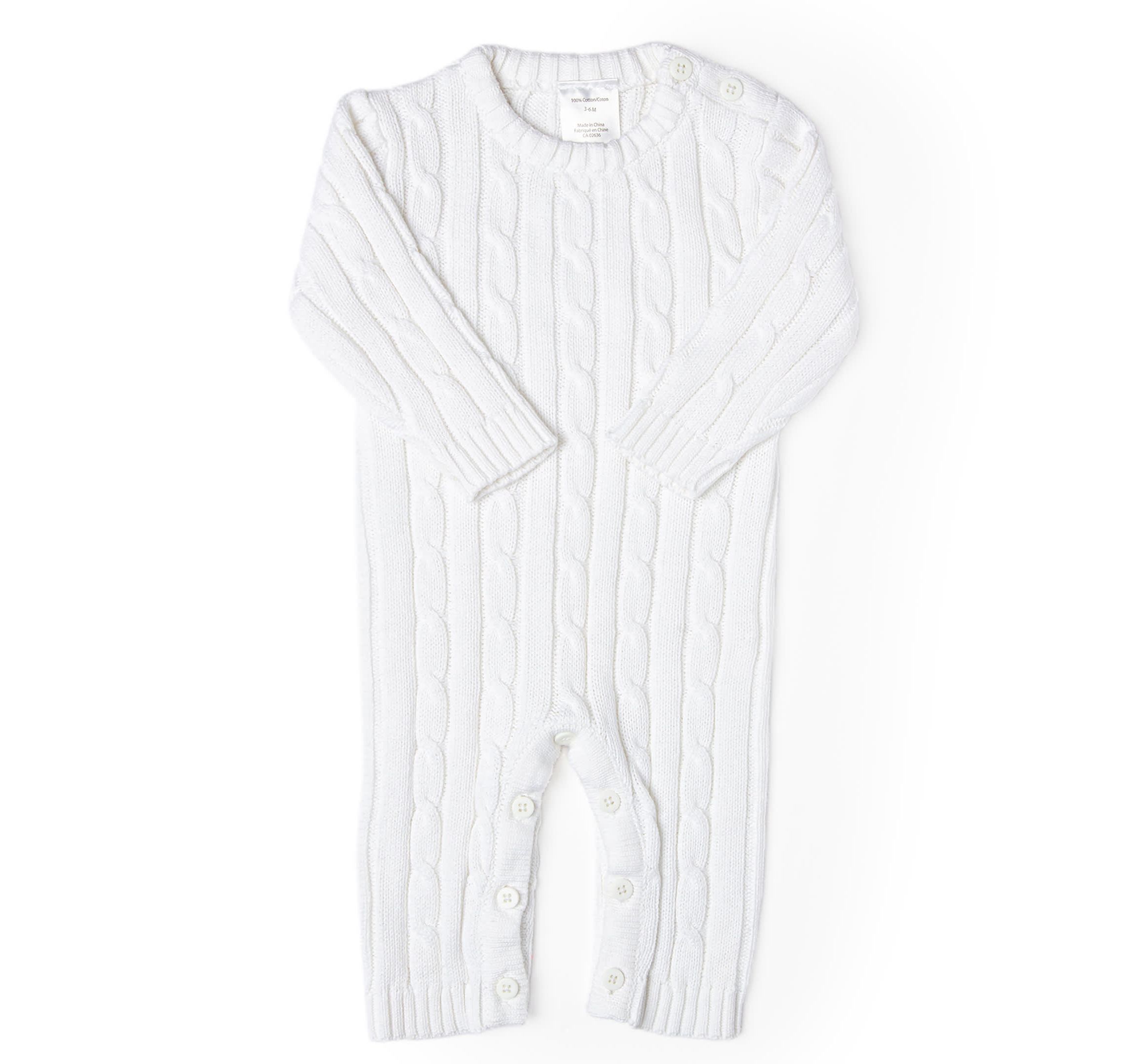 Baby Boys and Baby Girls Long Sleeved Cable Knit Romper