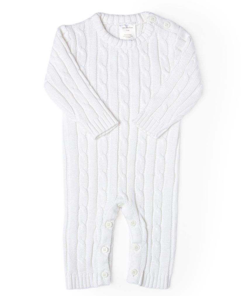 Baby Boys and Baby Girls Long Sleeved Cable Knit Romper