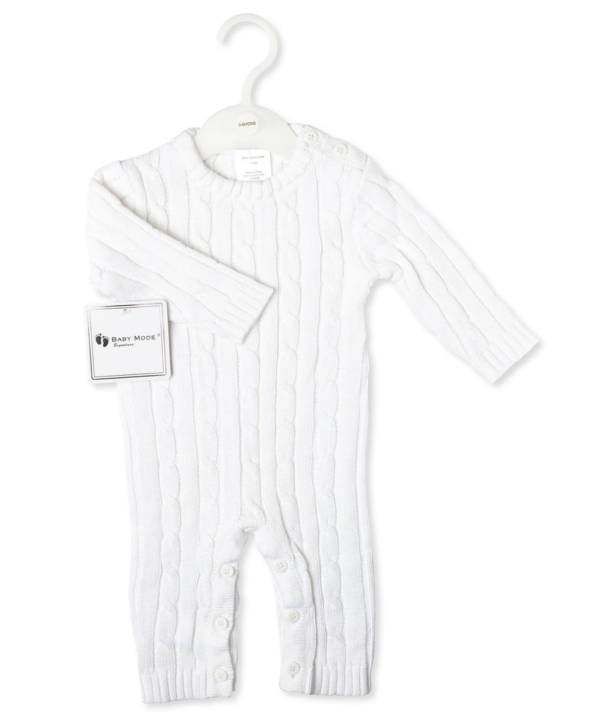 Baby Boys and Baby Girls Long Sleeved Cable Knit Romper