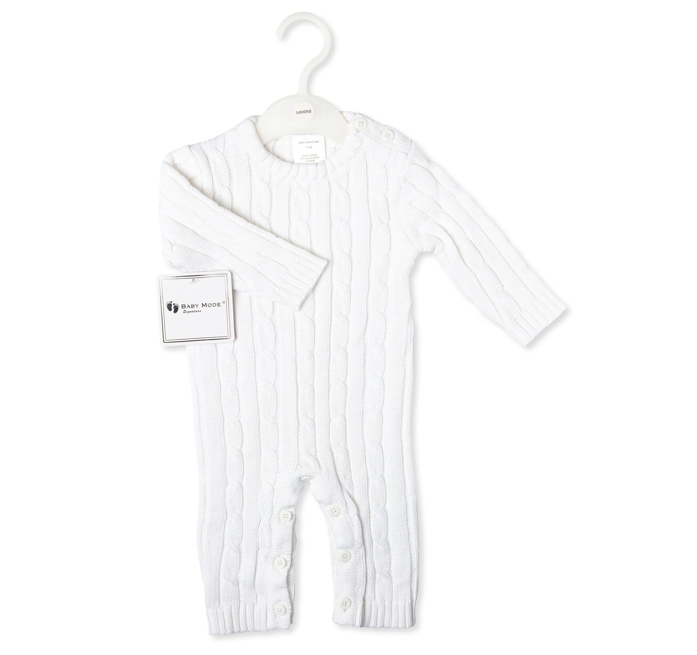 Baby Boys and Baby Girls Long Sleeved Cable Knit Romper
