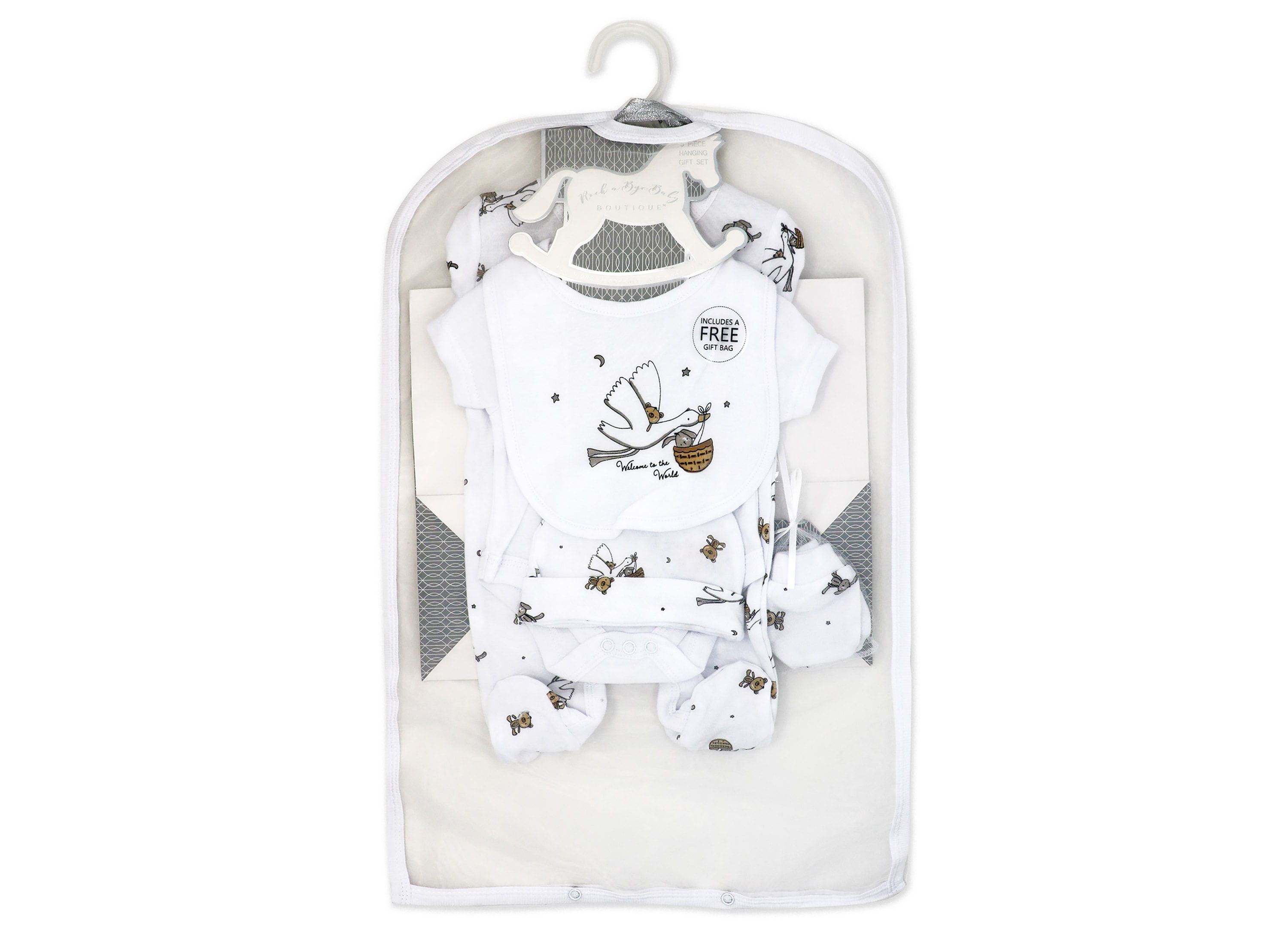 Baby Boys and Girls Busy Stork Layette, 5 Piece Set