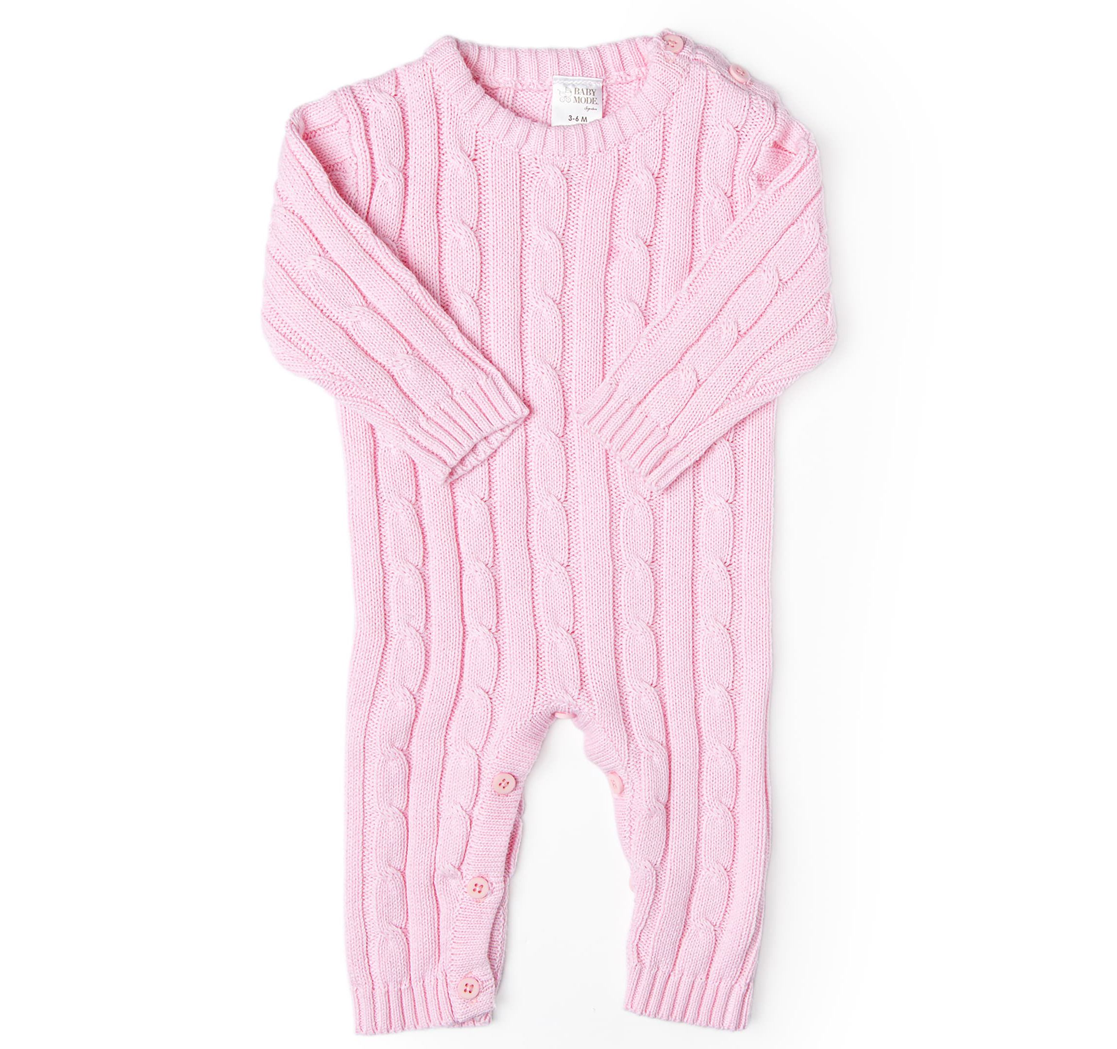 Baby Girls Long Sleeved Cable Knit Romper