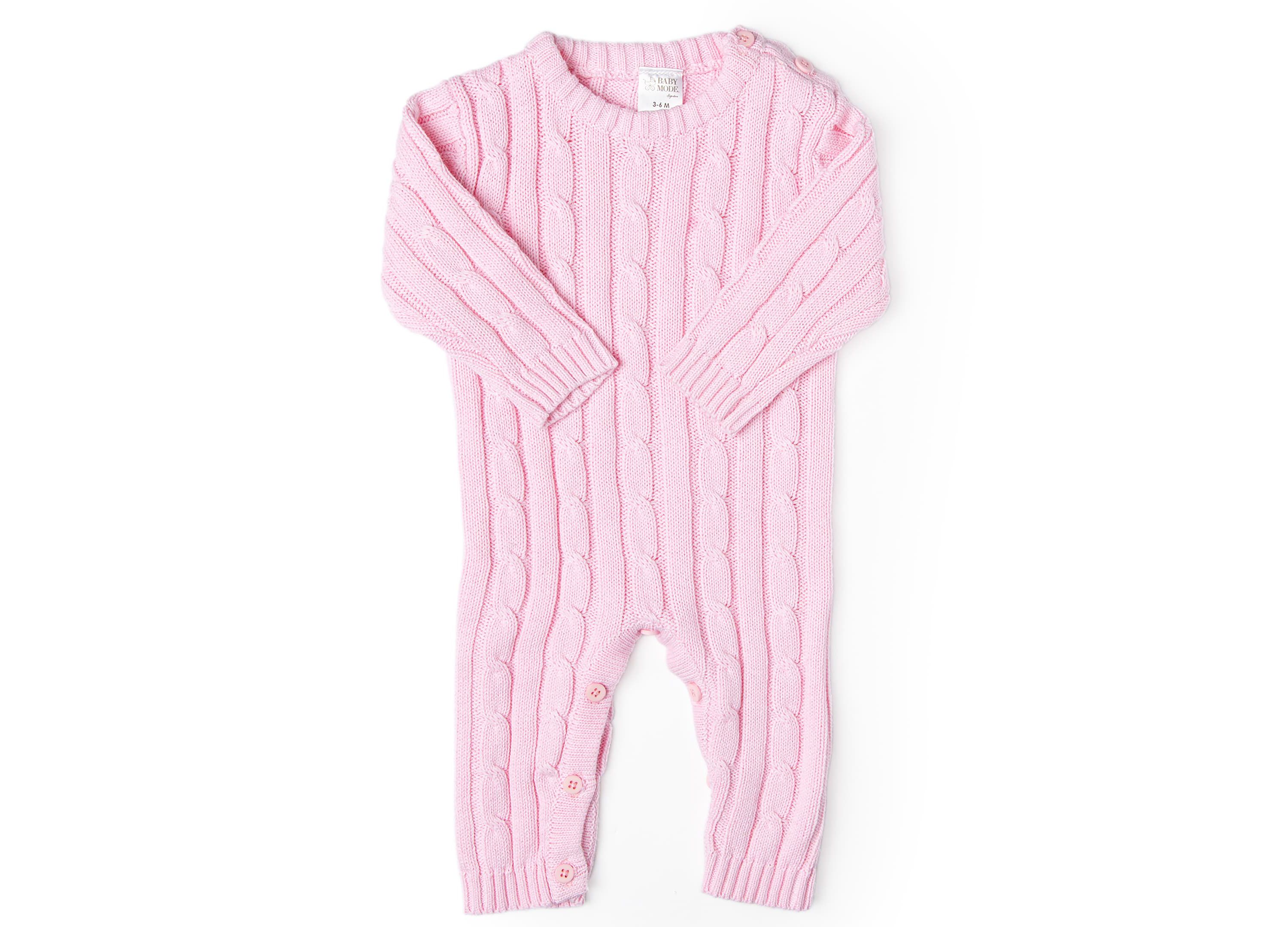 Baby Girls Long Sleeved Cable Knit Romper