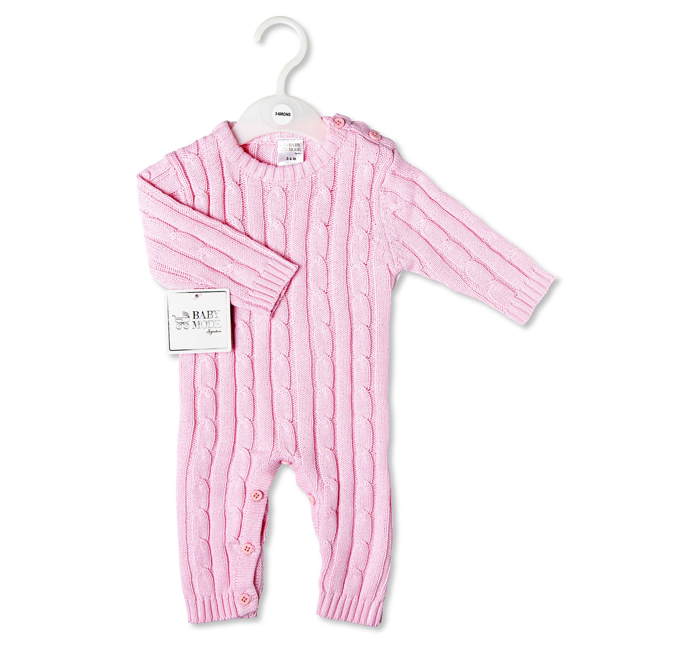 Baby Girls Long Sleeved Cable Knit Romper