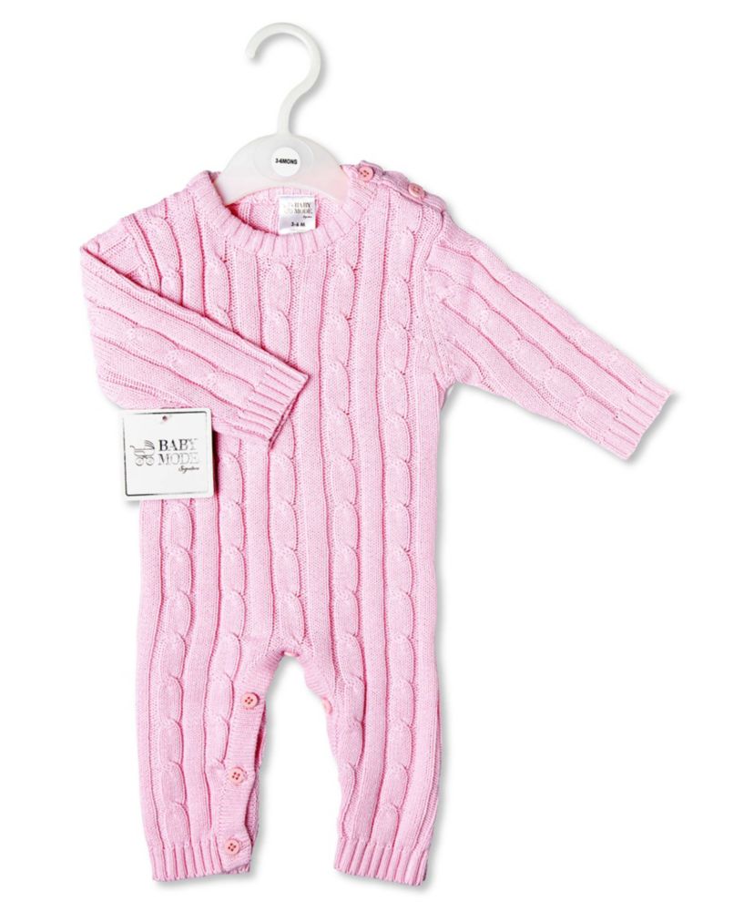 Baby Girls Long Sleeved Cable Knit Romper