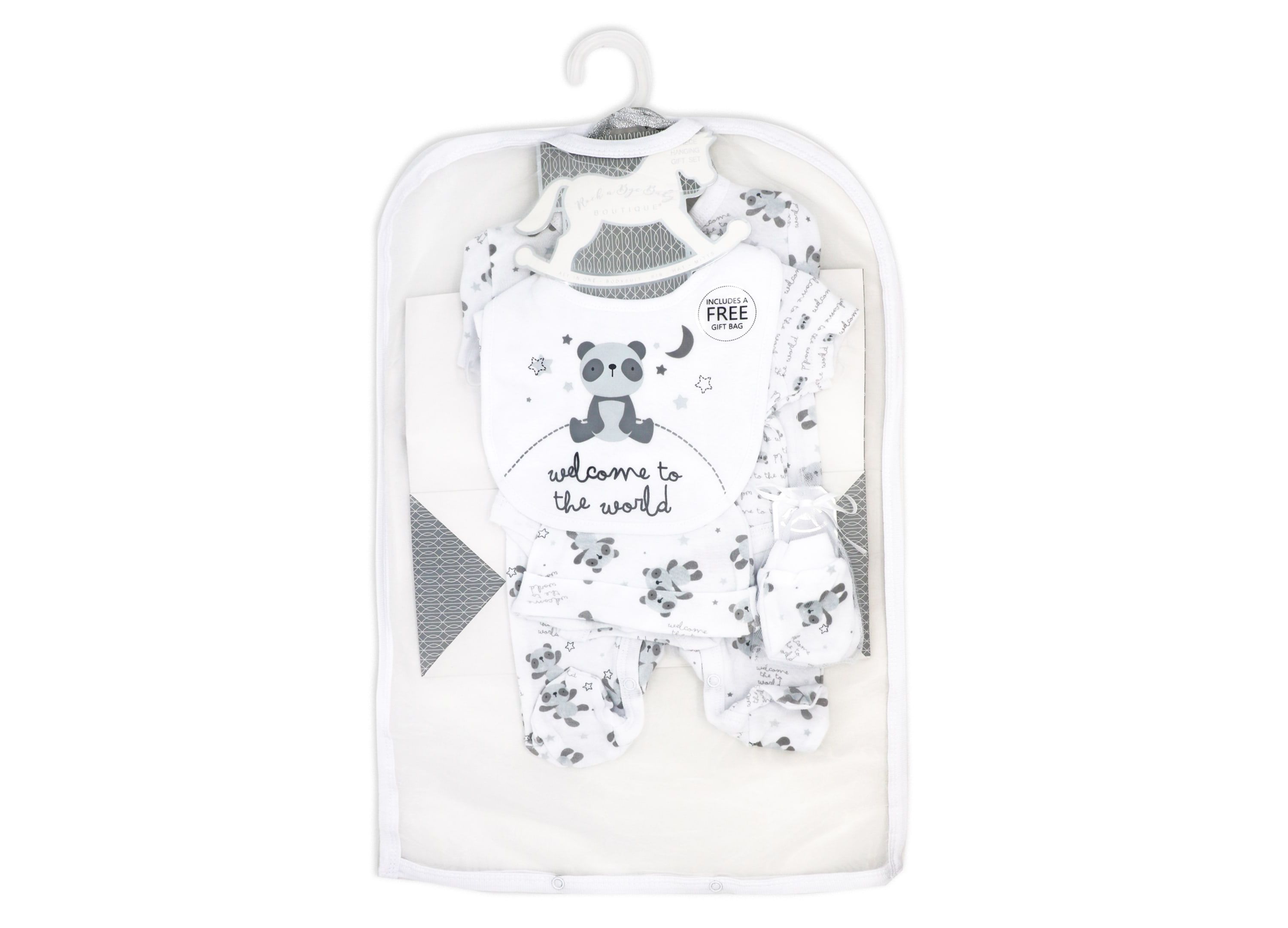 Baby Boys and Girls Panda World Layette, 5 Piece Set
