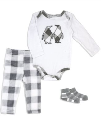 Baby Boys and Girls Buffalo Plaid Plush 3 Piece Lounge Set