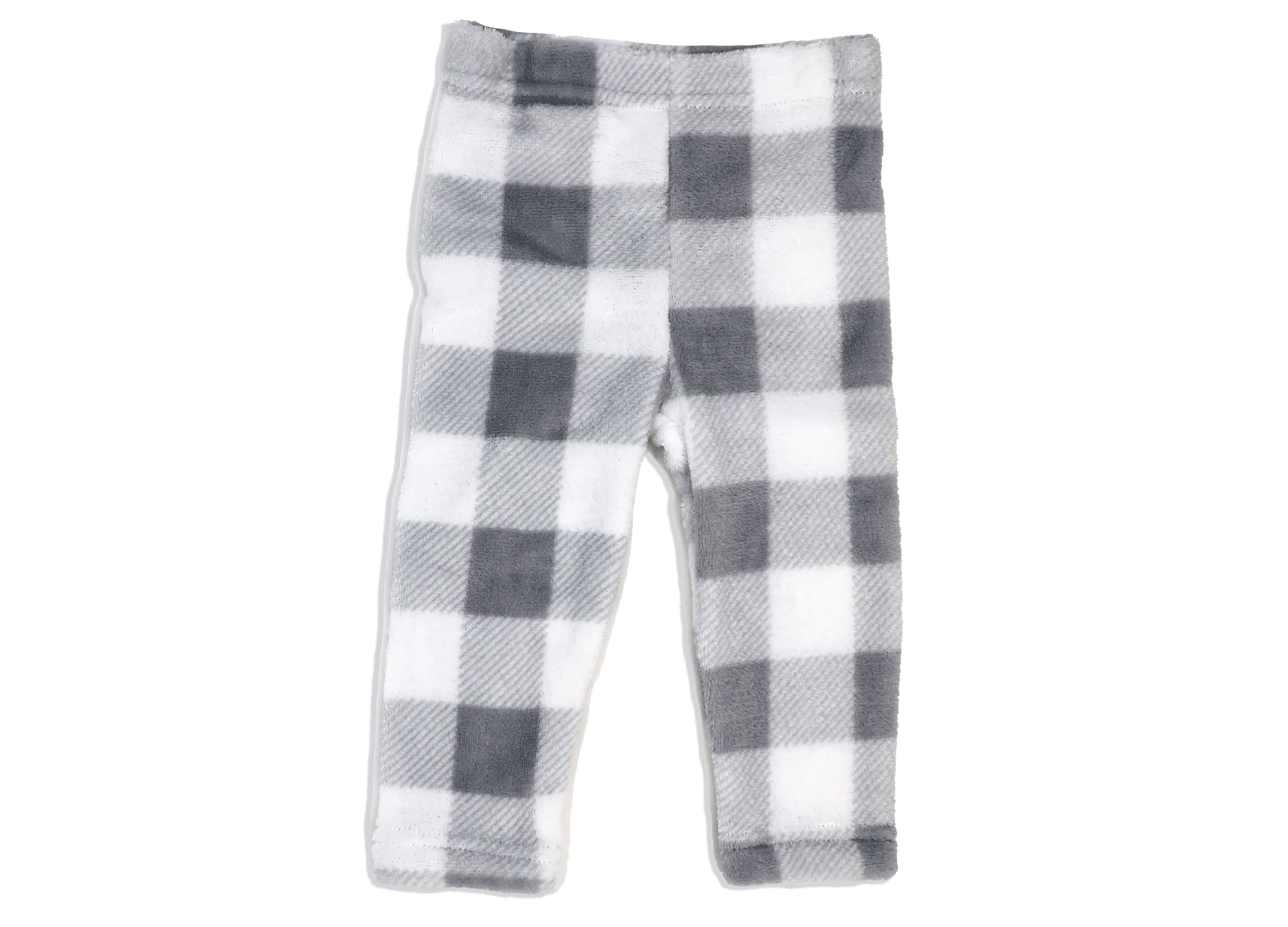 Baby Boys and Girls Gray Buffalo Plaid Plush 3 Piece Lounge Set