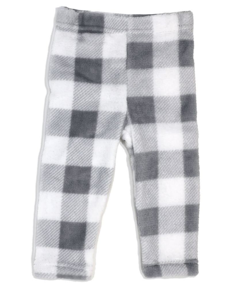 Baby Boys and Girls Gray Buffalo Plaid Plush 3 Piece Lounge Set
