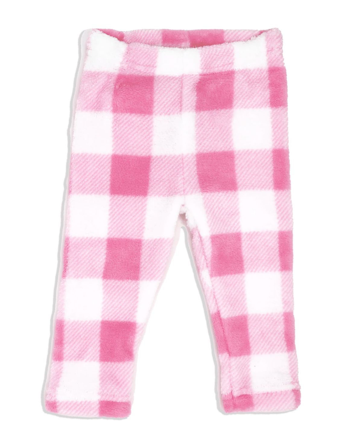 Baby Boys and Girls Pink Buffalo Plaid Plush 3 Piece Lounge Set