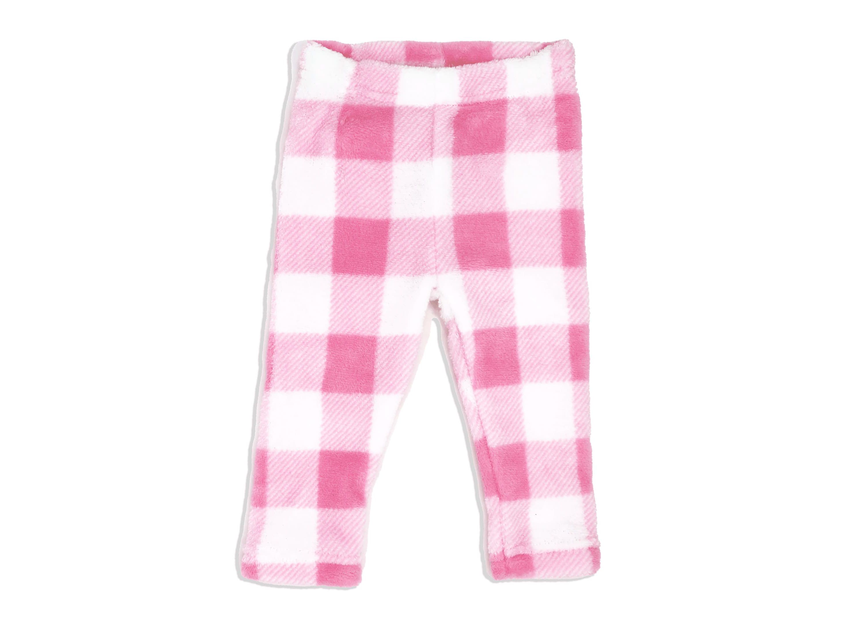 Baby Boys and Girls Pink Buffalo Plaid Plush 3 Piece Lounge Set