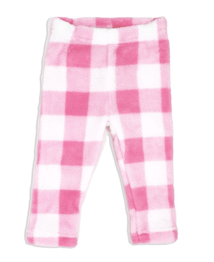 Baby Boys and Girls Pink Buffalo Plaid Plush 3 Piece Lounge Set
