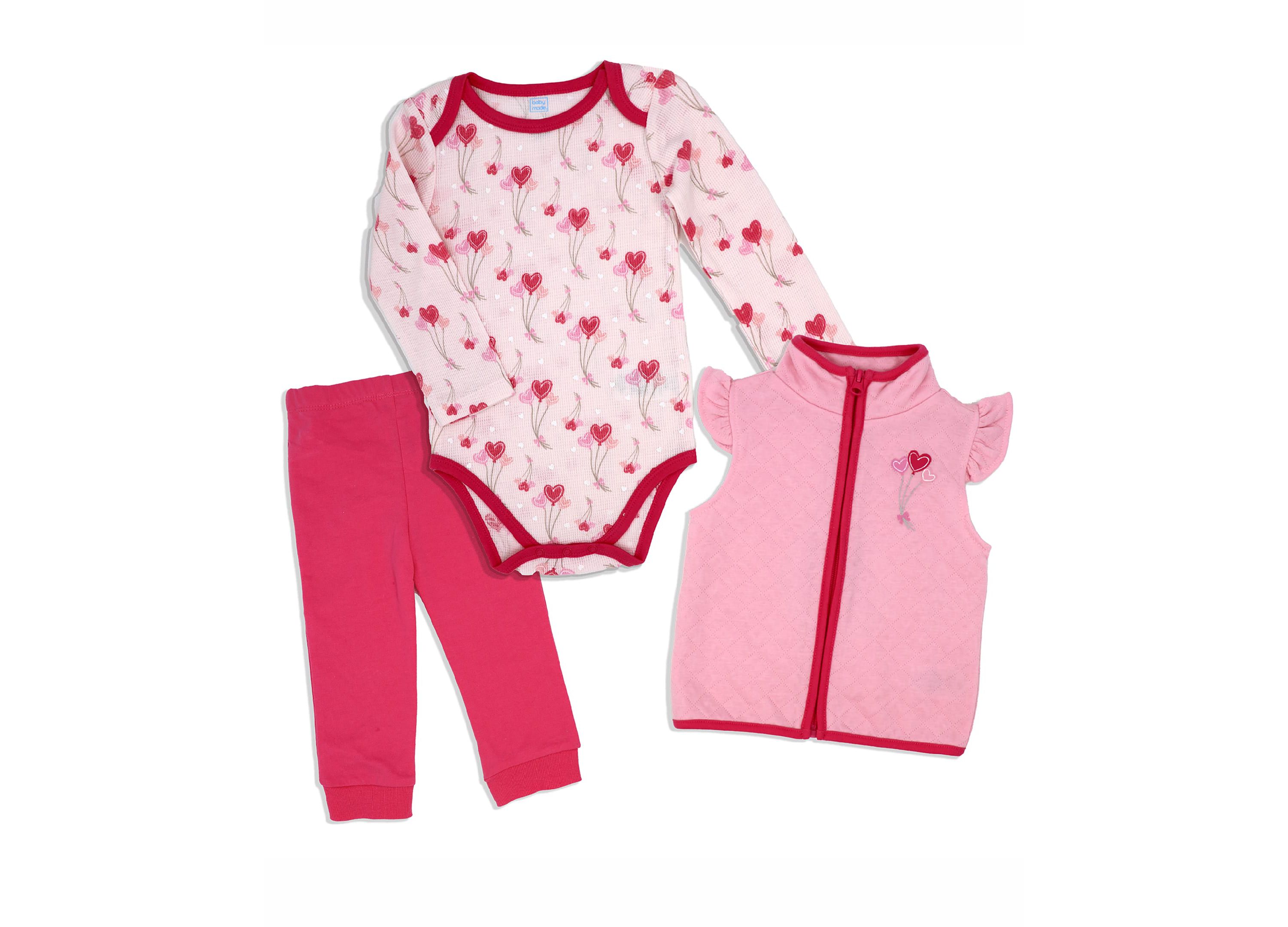 Baby Girls 3 Piece Hearts Vest Set
