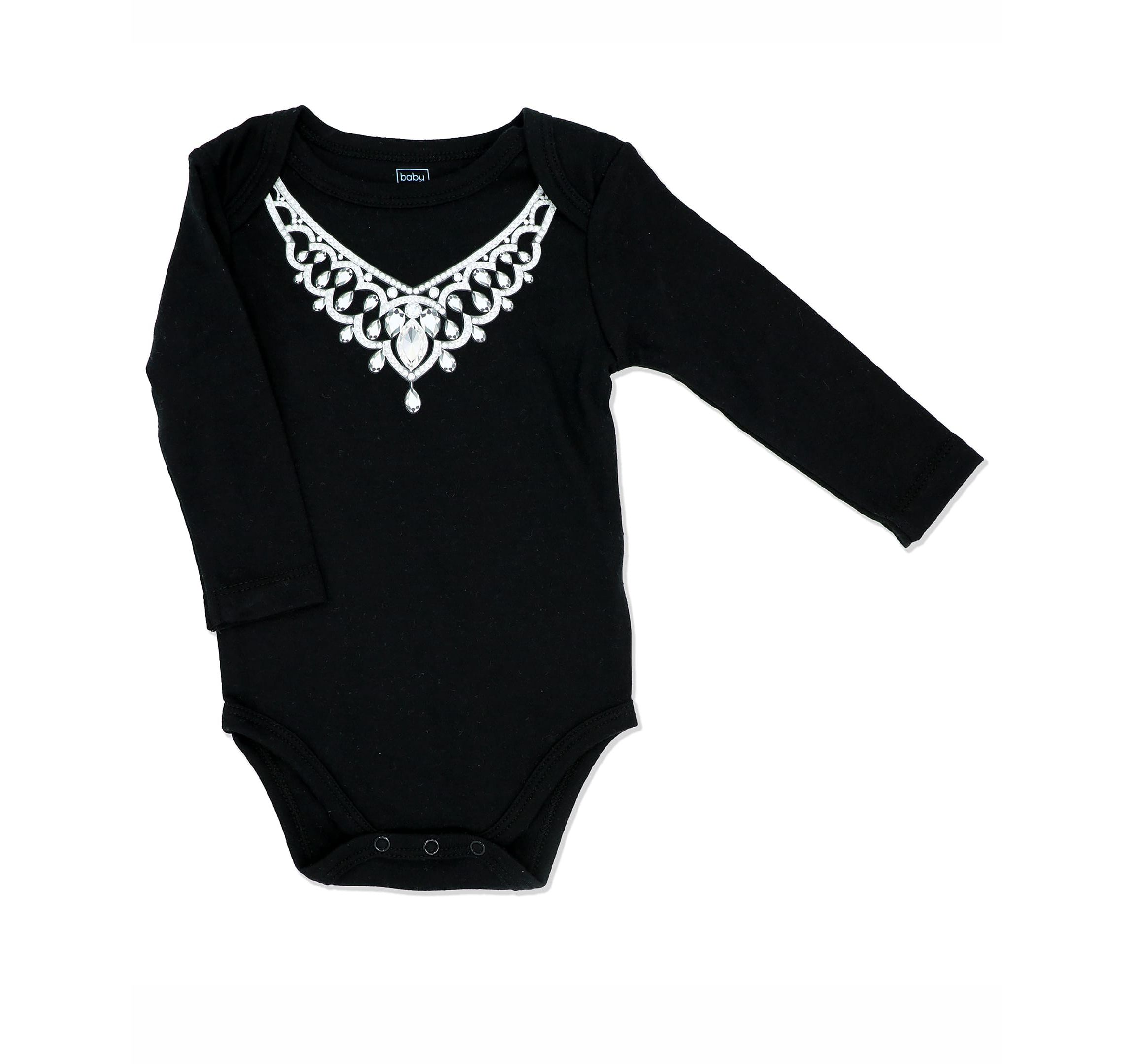 Baby Girls 3 Piece Diamond Necklace Bodysuit, Pants and Socks Set
