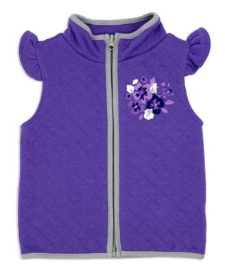 Baby Girls 3 Piece Purple Floral Vest Set