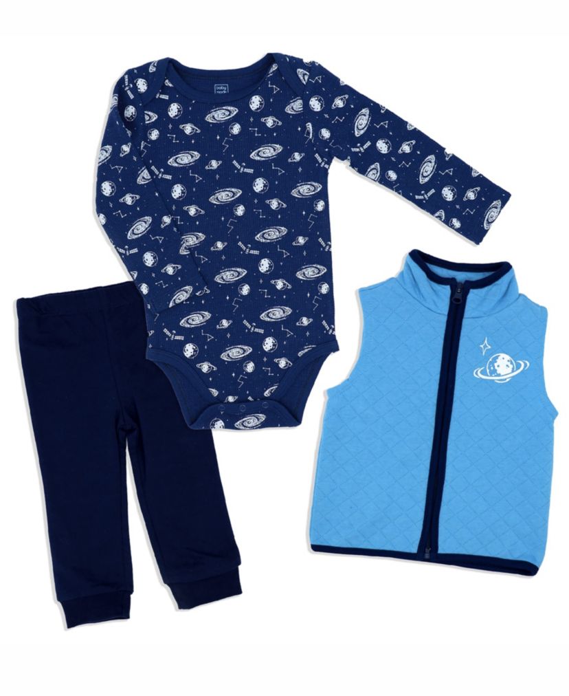 Baby Boys 3 Piece Galaxy Vest Set