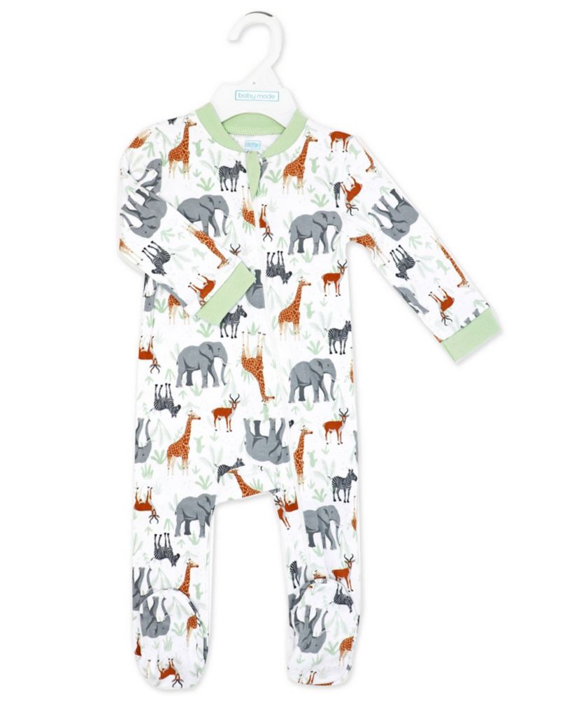 Baby Boys and Baby Girls 2 Pack Zippered Footies, Dino & Safari