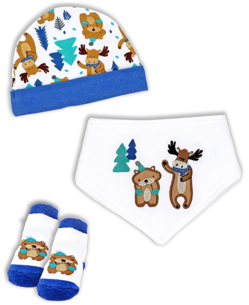 24 Piece Baby Boys Blue Elephants and Woodland Moose Infant Apparel Layette Gift Set