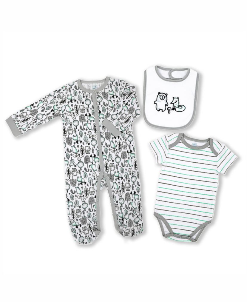 22 Piece Babys Gray Elephants and Woodland Infant Apparel Layette Gift Set