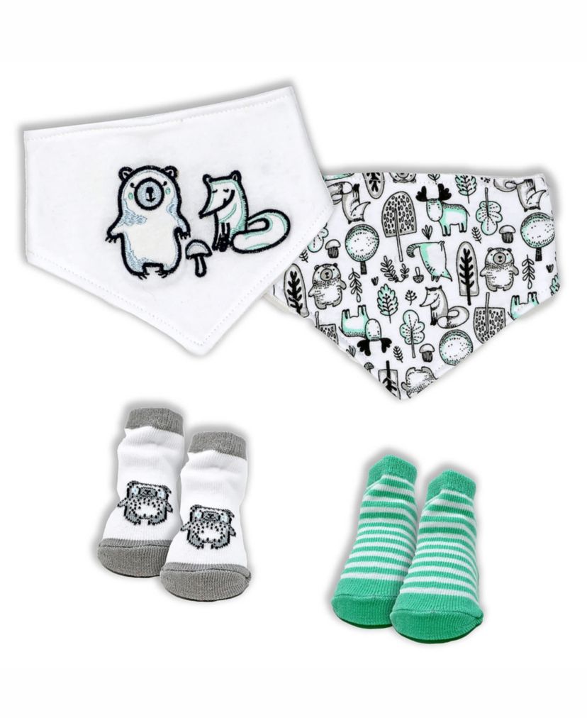 22 Piece Babys Gray Elephants and Woodland Infant Apparel Layette Gift Set