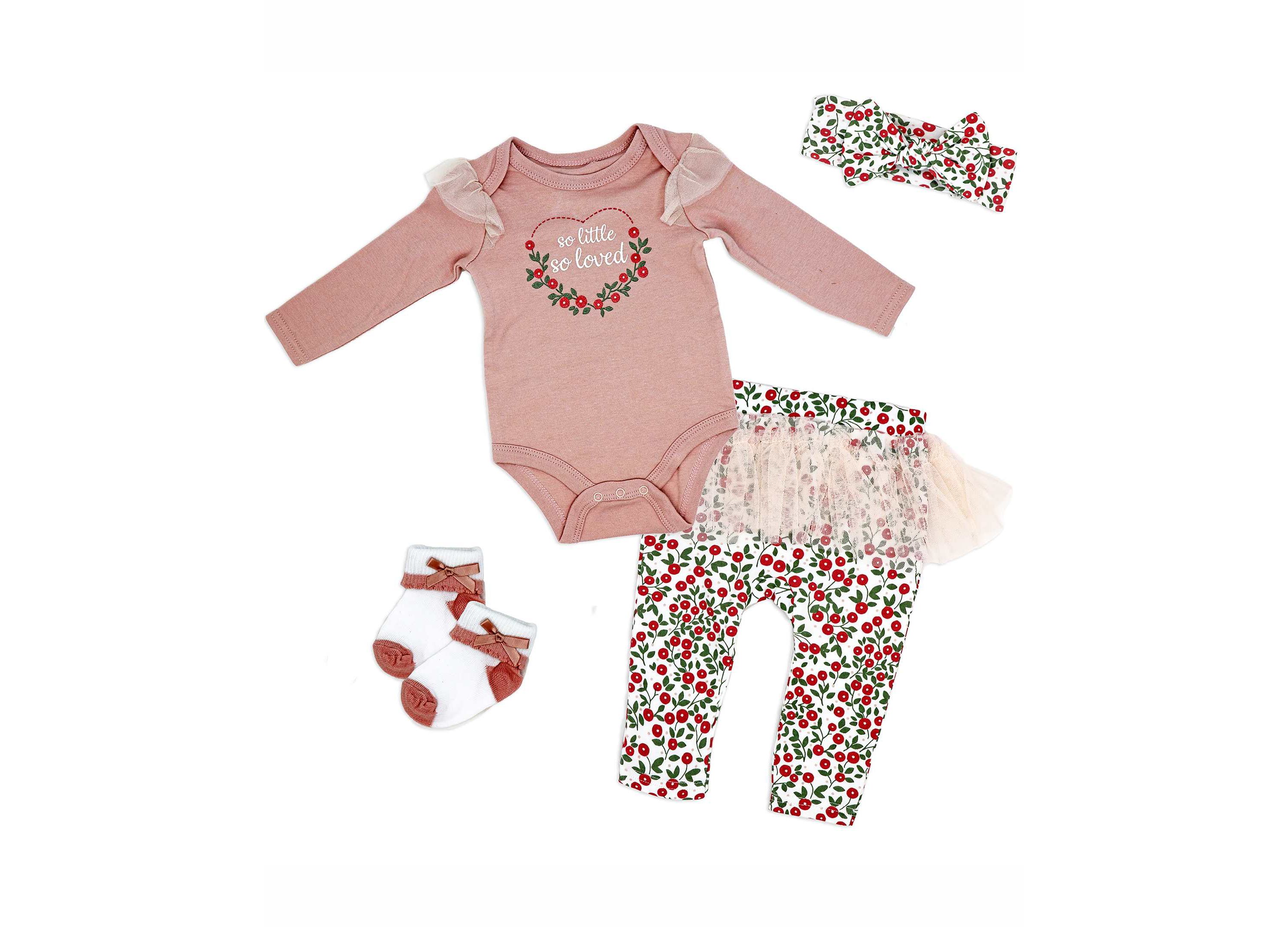 Girls So Little, So Loved 4 Piece Tulle Leggings Apparel Set