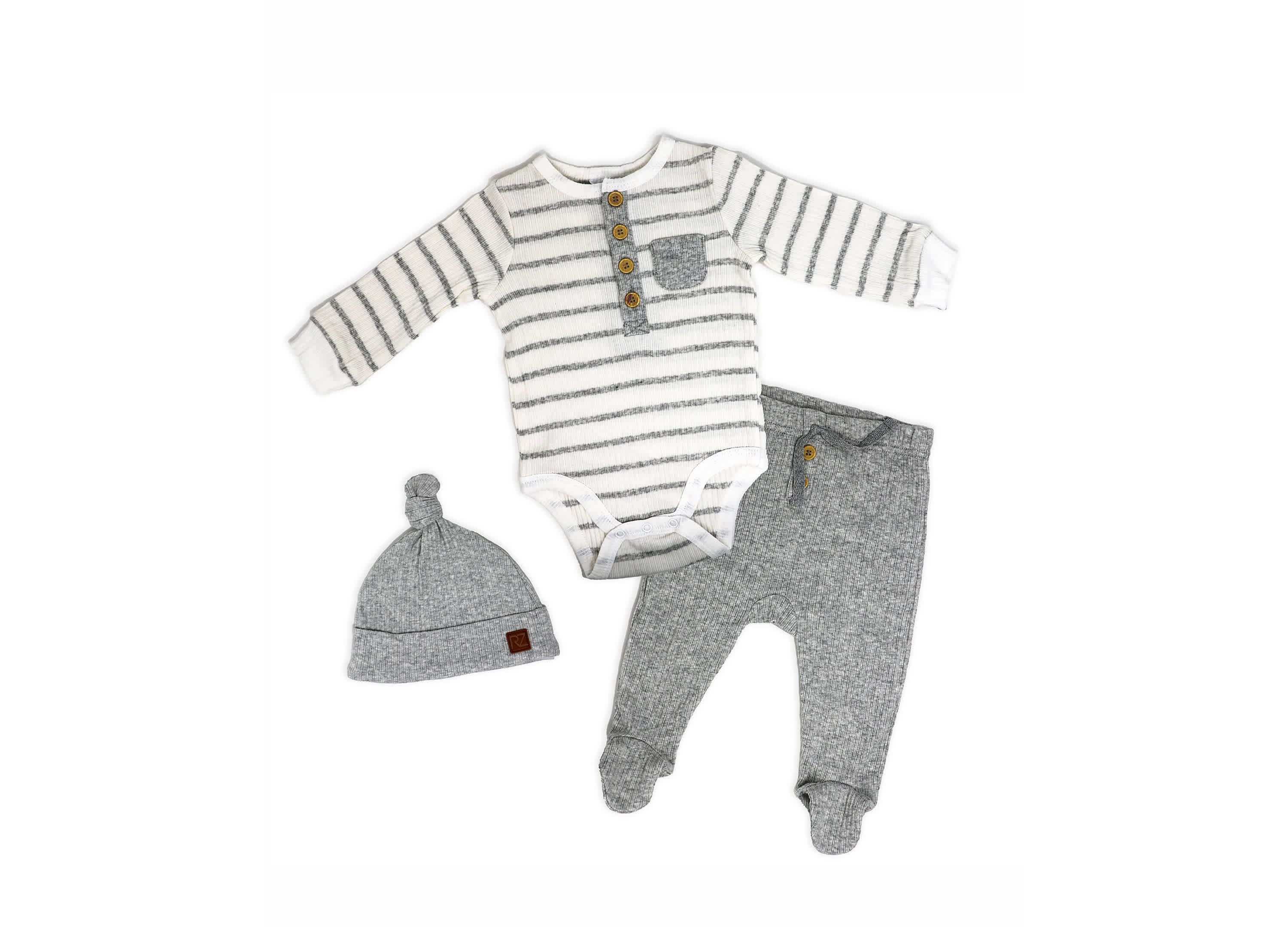 Baby Boys Take Me Home 3 Piece Layette Set, Heather Stripes