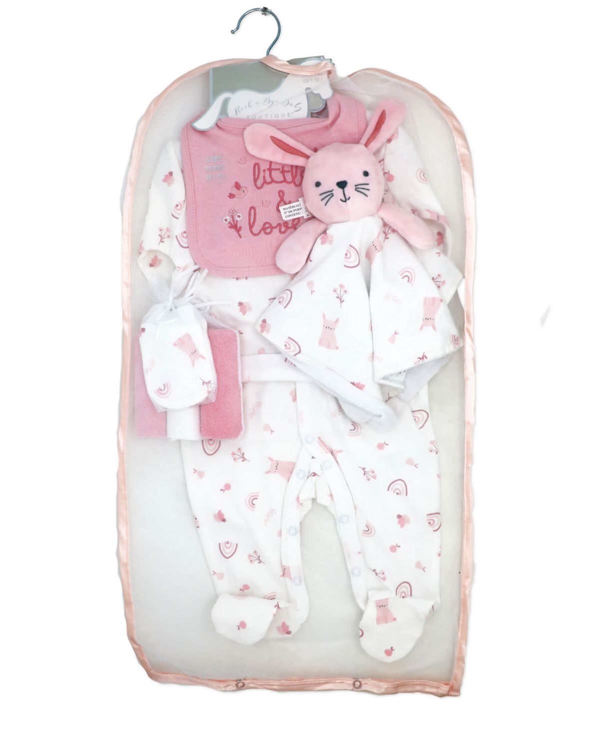 Baby Girls 8 Piece Rose Bunnies Layette Gift Set
