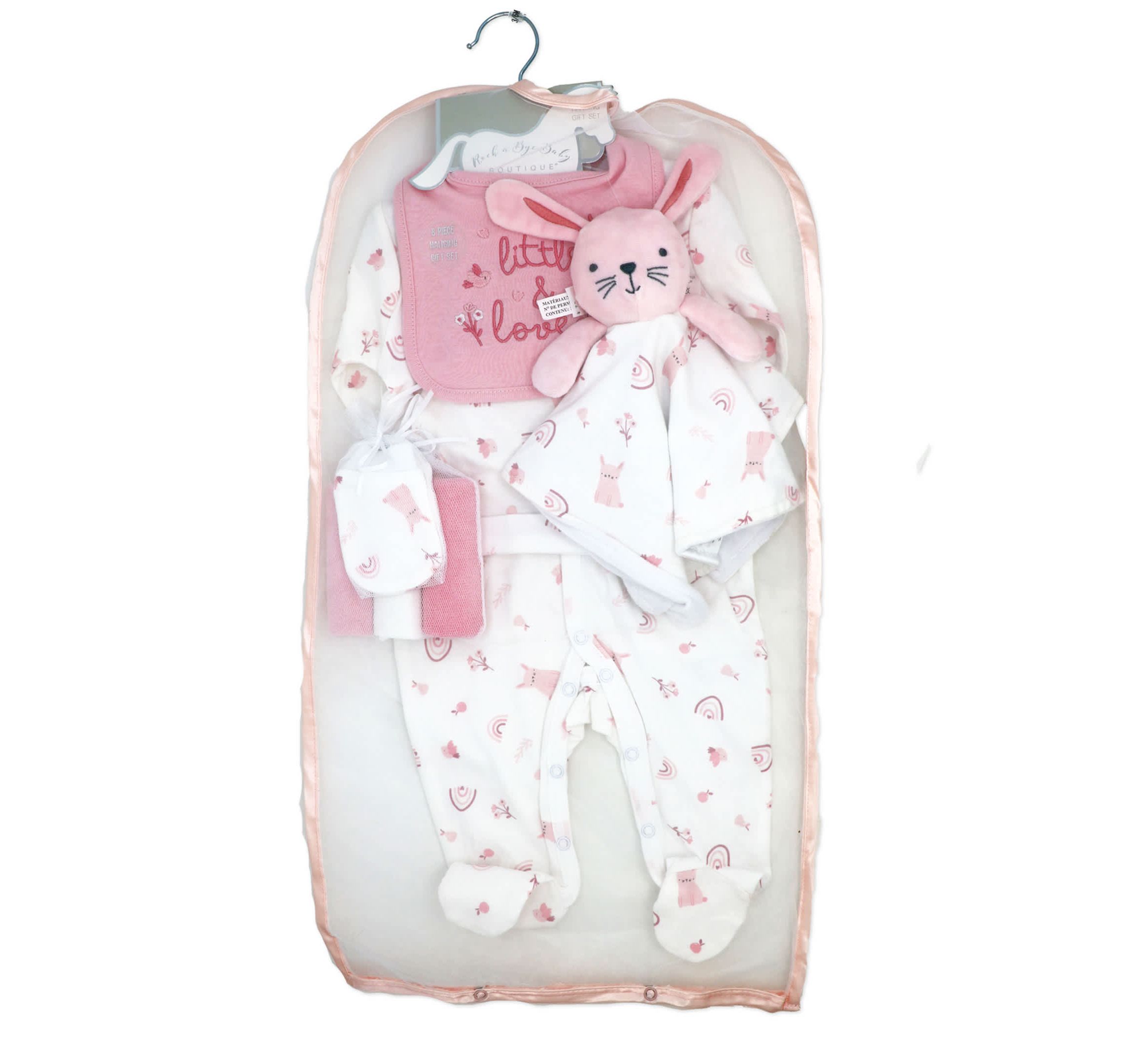 Baby Girls 8 Piece Rose Bunnies Layette Gift Set
