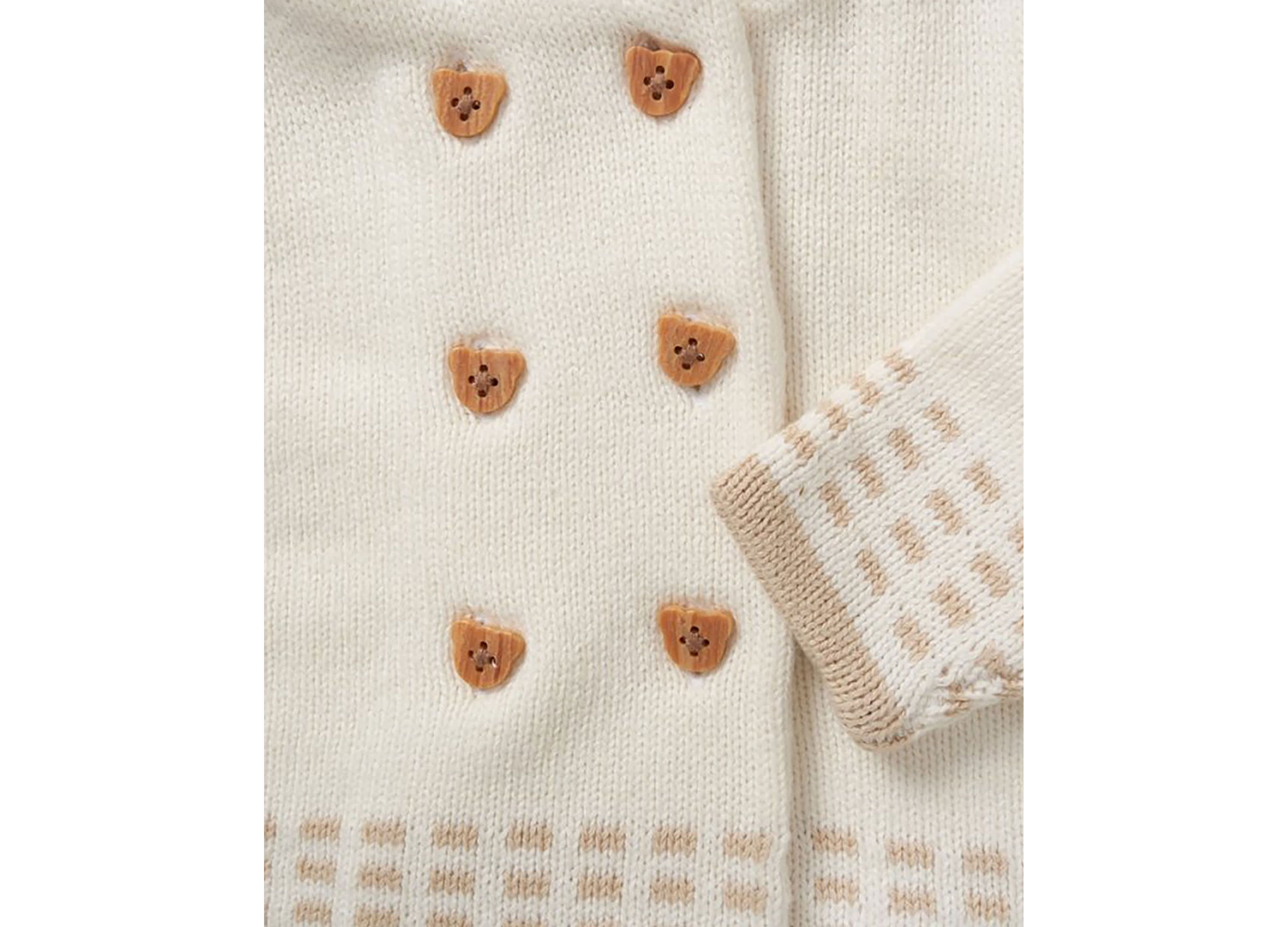 Baby Boys and Baby Girls 2 Piece Oatmeal Jacket and Trouser Knitted Set