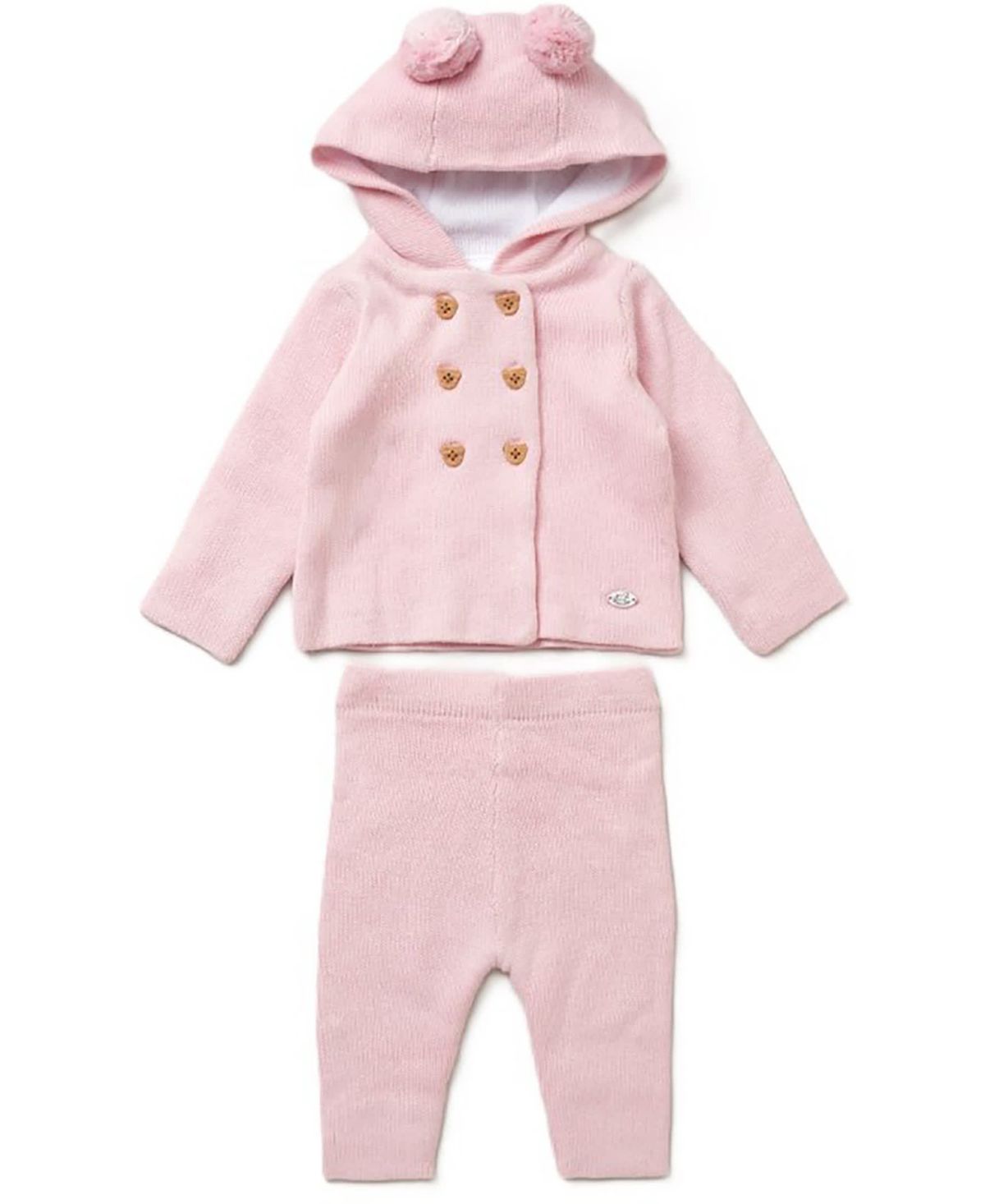 Baby Girls 2 Piece Pink Jacket and Trouser Knitted Set