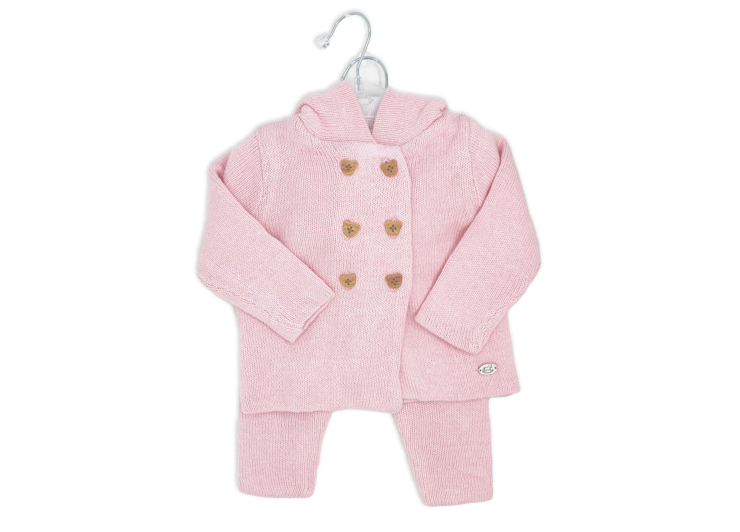 Baby Girls 2 Piece Pink Jacket and Trouser Knitted Set