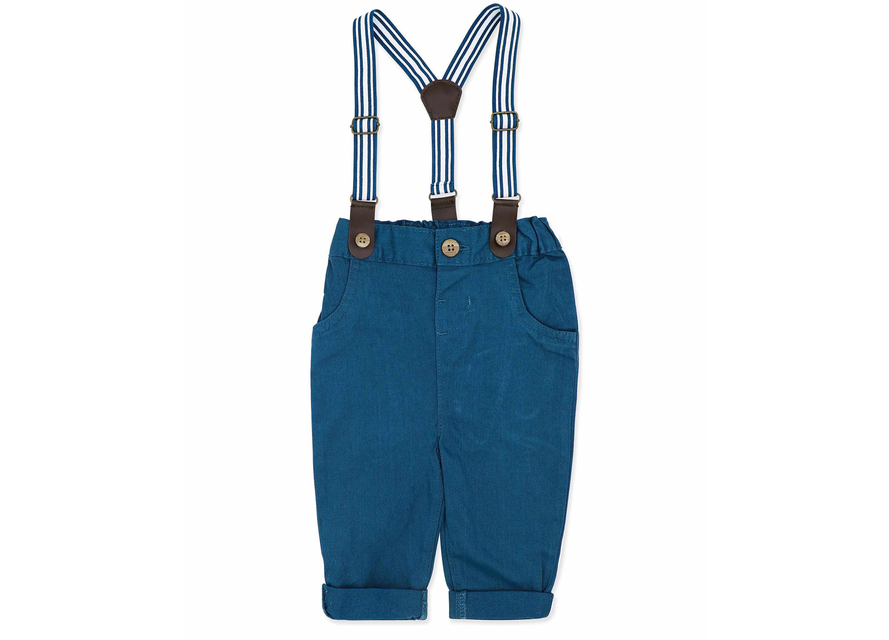 Baby Boys 4 Piece Suspender and Navy Bowtie Clothing Set