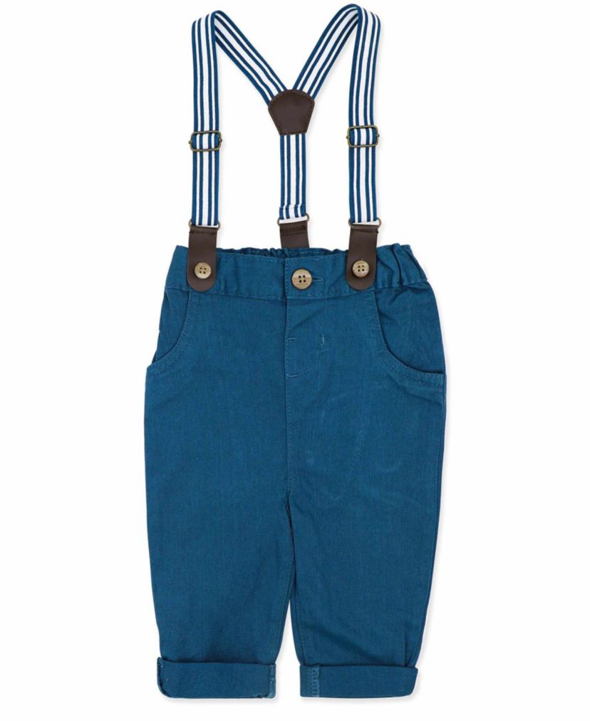 Baby Boys 4 Piece Suspender and Navy Bowtie Clothing Set