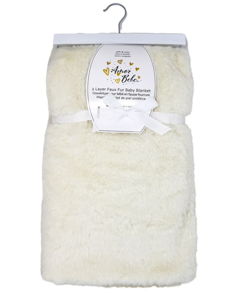 Baby Boys and Baby Girls Faux Fur Plush Blanket
