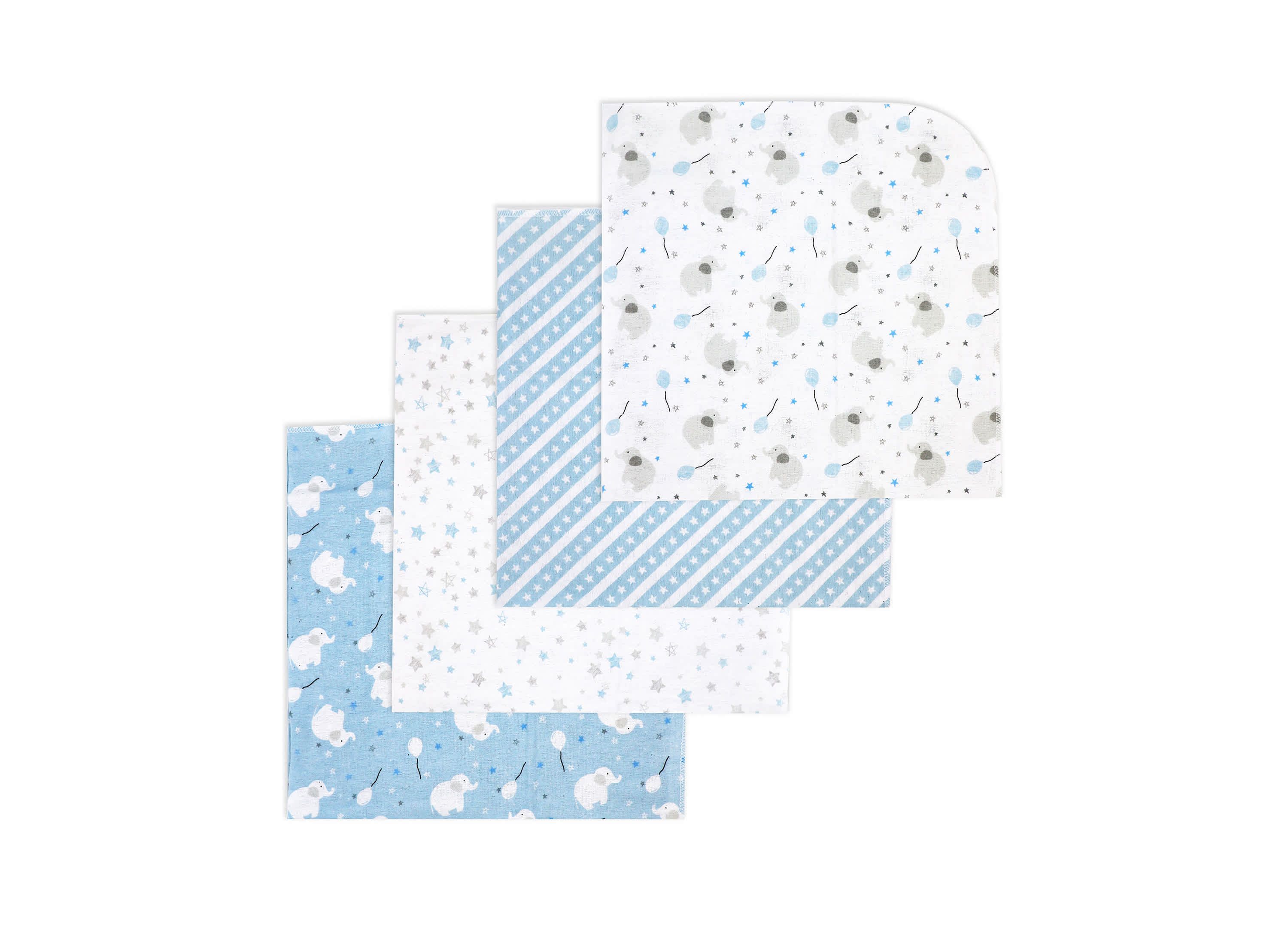 Baby Boys and Baby Girls Elephants and Balloons 4 Piece Receiving Blankets
