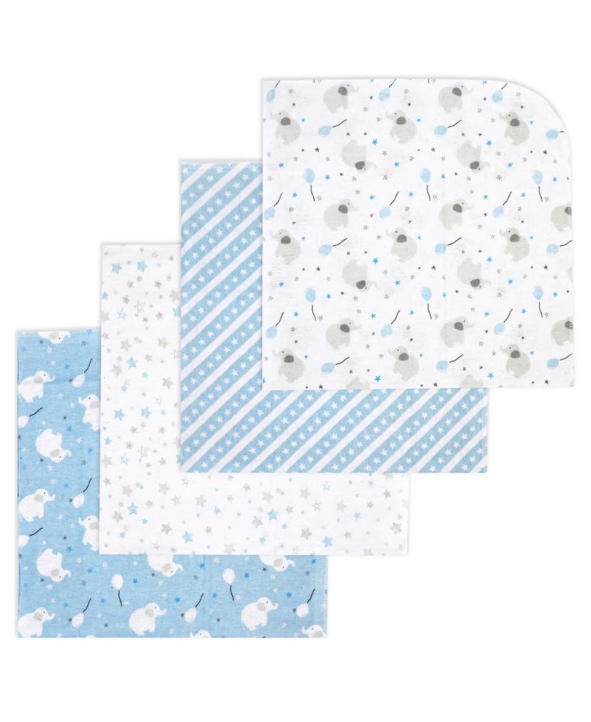 Baby Boys and Baby Girls Elephants and Balloons 4 Piece Receiving Blankets