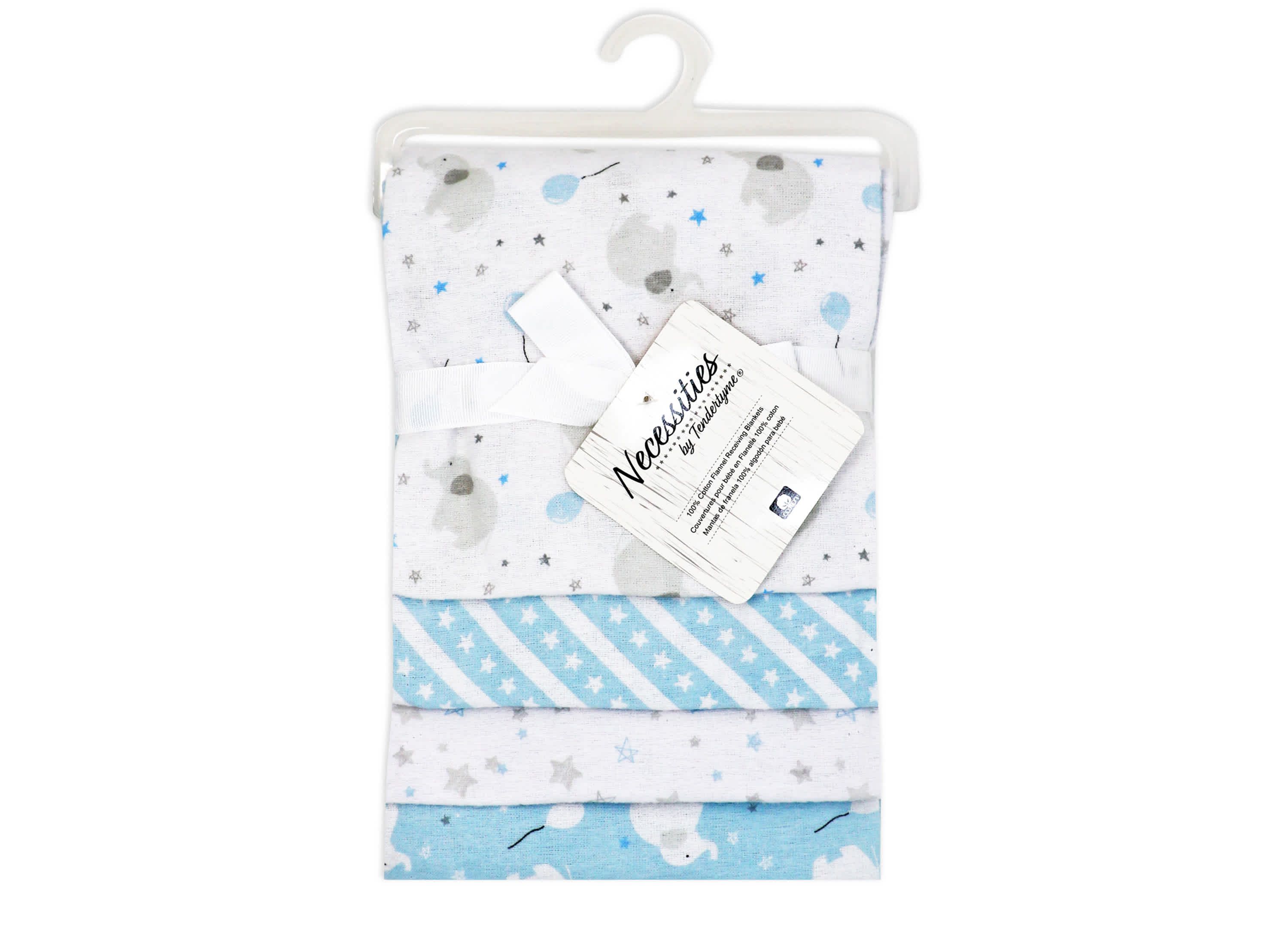 Baby Boys and Baby Girls Elephants and Balloons 4 Piece Receiving Blankets