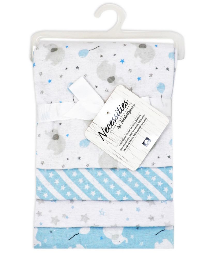 Baby Boys and Baby Girls Elephants and Balloons 4 Piece Receiving Blankets