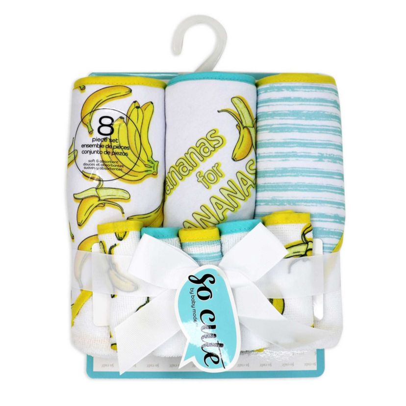 Baby Boys and Baby Girls 8 Piece Hooded Bath Towel and Wash Cloth Set