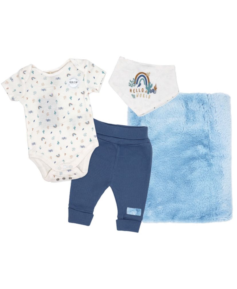 Baby Boys and Baby Girls Home Grown Baby 4 Piece Gift Set