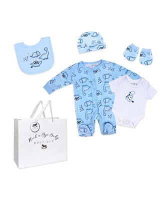 Rock-A-Bye-Baby Boutique Baby Boys Dinosaur 5 Piece Layette Gift Set, Blue